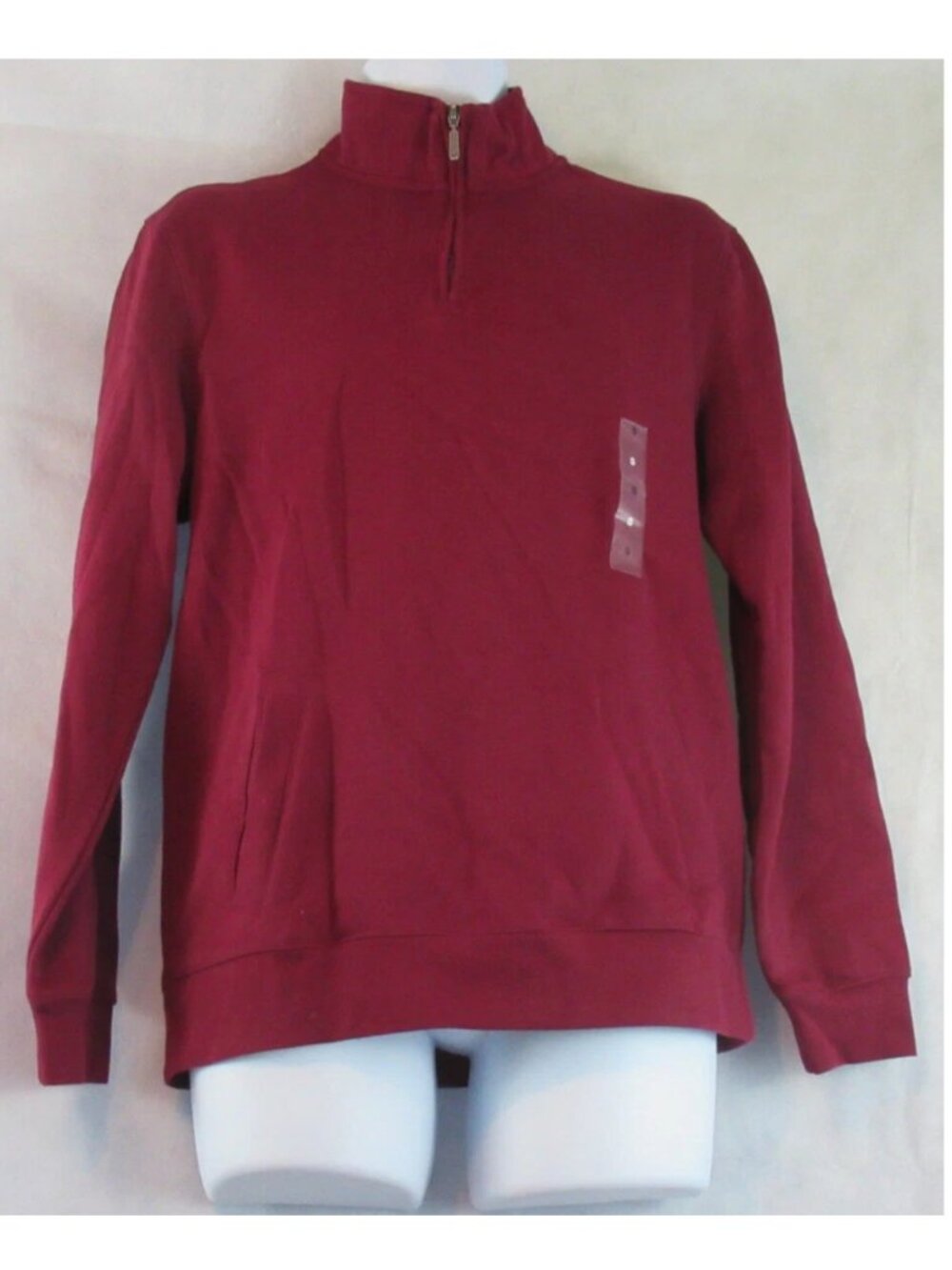Club Room Men's Quarter-Zip Pullover Sweater, Malbec Wine Dark Red, Small